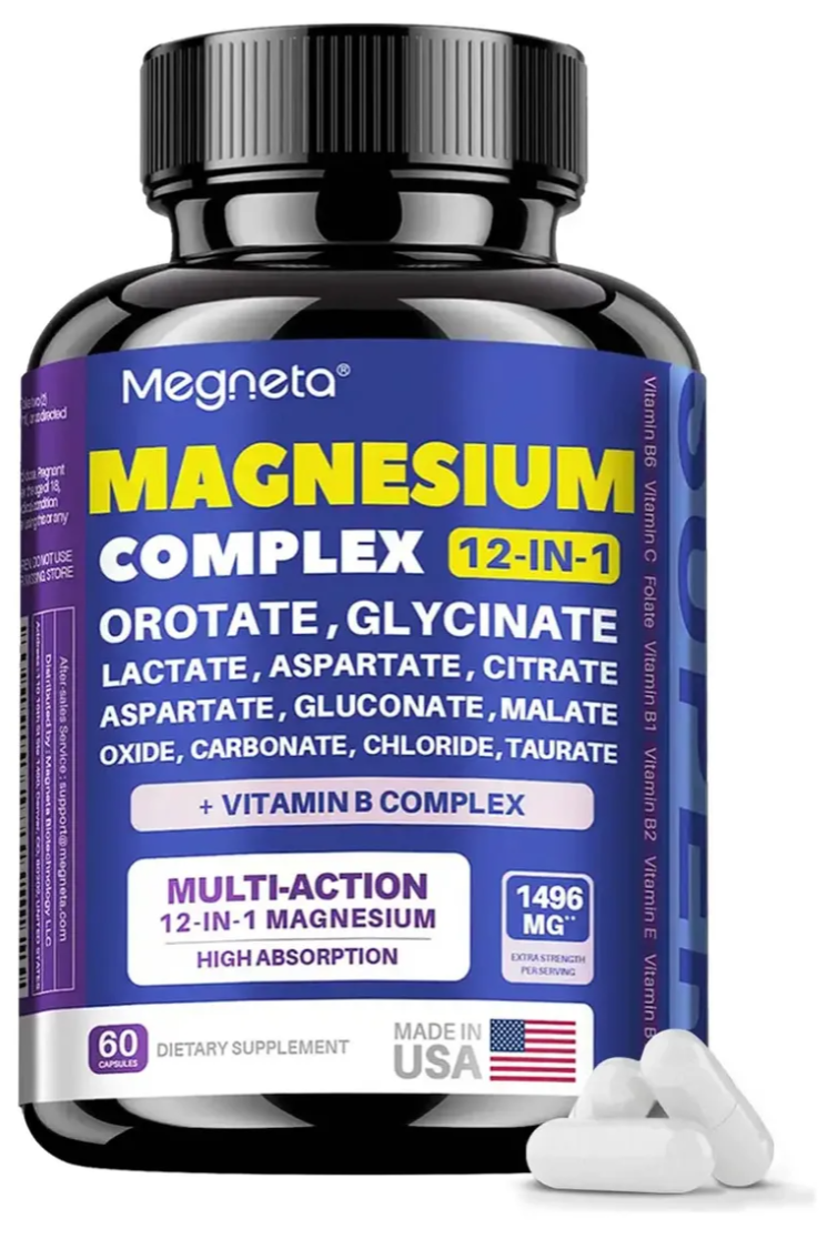 Magnesio 12 en 1, frasco de 60 cápsulas