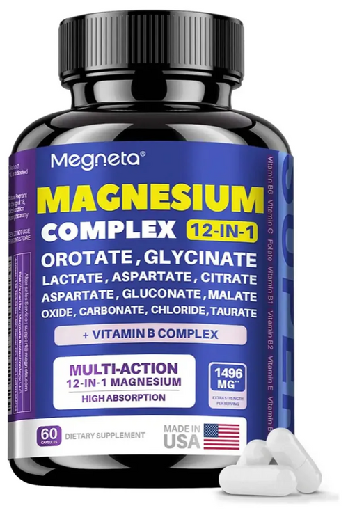 Magnesio 12 en 1, frasco de 60 cápsulas